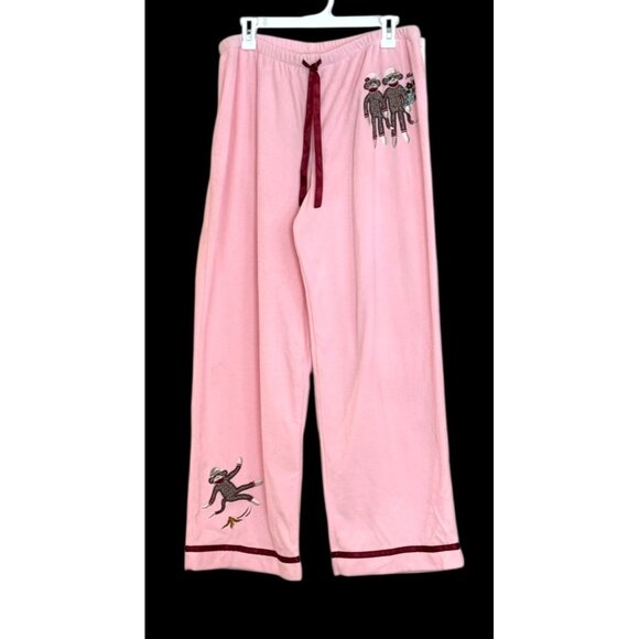 Nick & Nora Women's Sock Monkey Sleepwear Pants Pink Vintage Size Large NWT - Picture 2 of 10